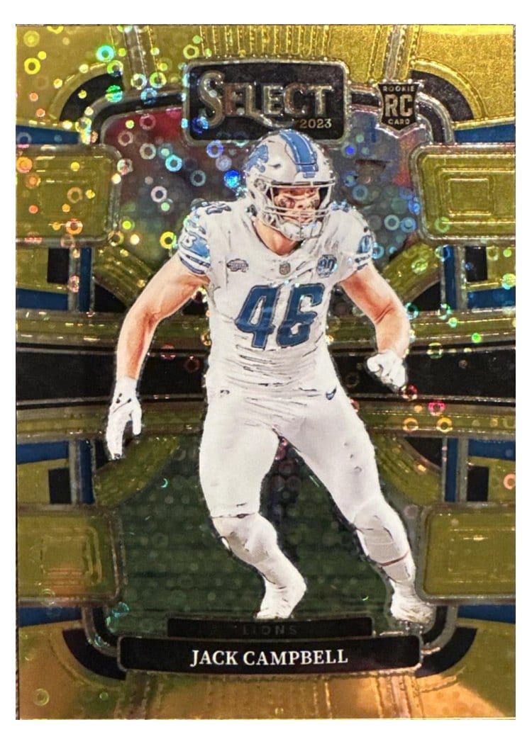 2023 Panini Select Base Set Jack Campbell Disco Gold Prizm #33 card