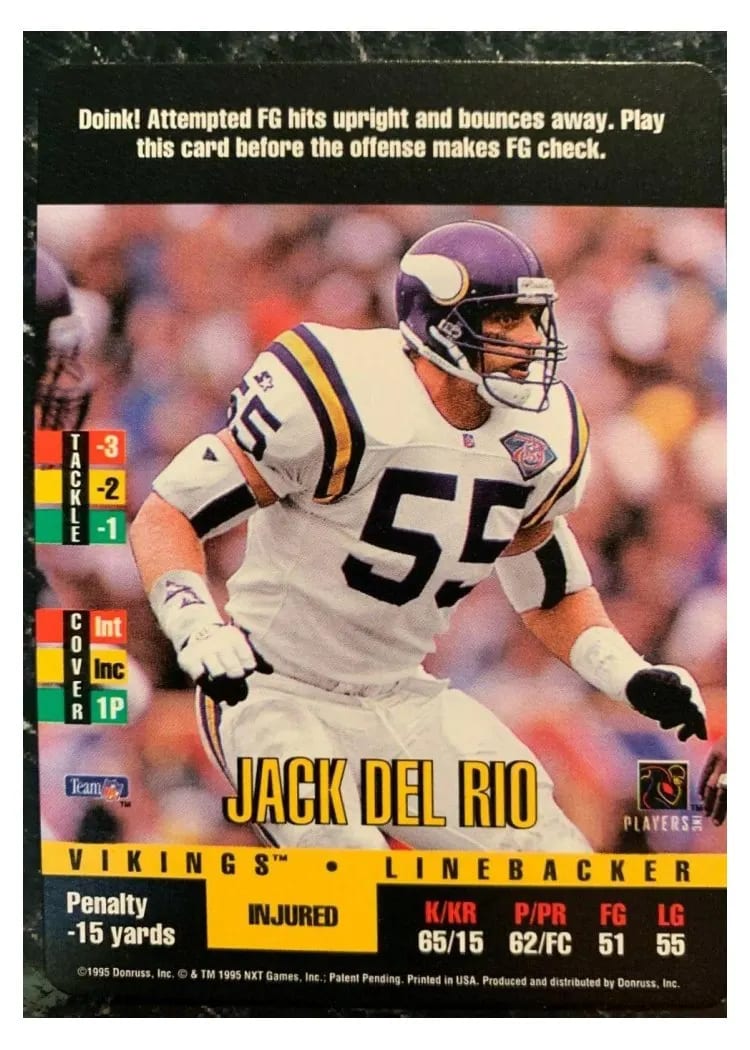 1995 Panini Donruss Red Zone Jack Del Rio card