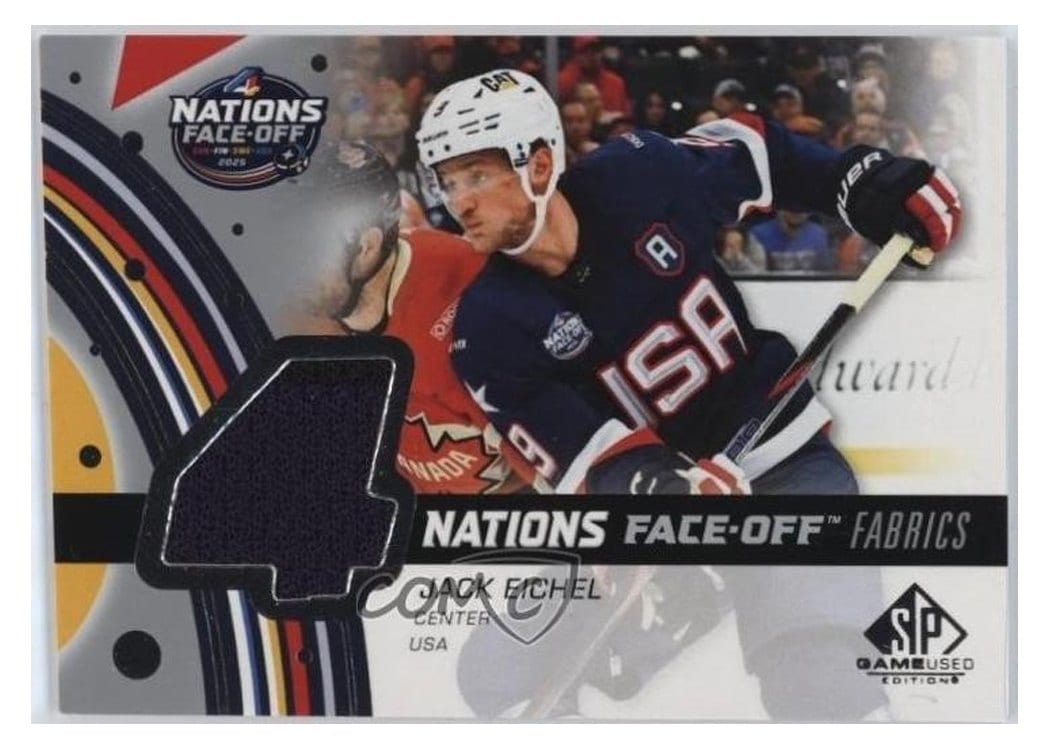 2025-26 SP Game Used 2025 4 Nations Face-Off Fabrics Jack Eichel #4N-JE card