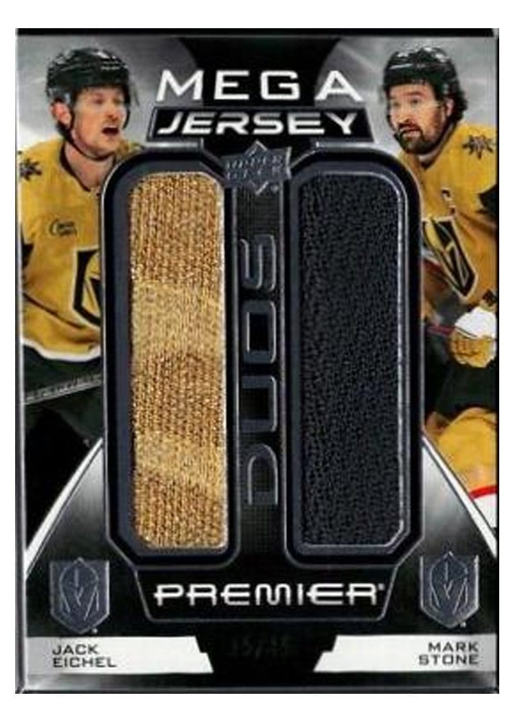 2022-23 Upper Deck Premier Premier Mega Jersey Duos Jack Eichel/Mark Stone #PM2-SE card