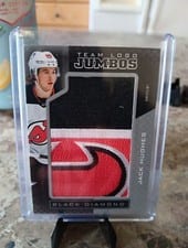 2021-22 Upper Deck Black Diamond Team Logo Jumbo Puzzle Patches Jack Hughes #TLNJ-JH card