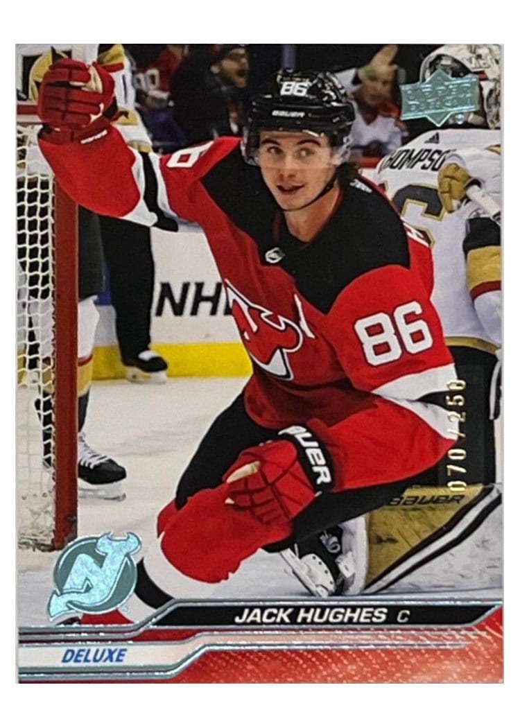 2023-24 Upper Deck Base Set Jack Hughes Deluxe #109 card