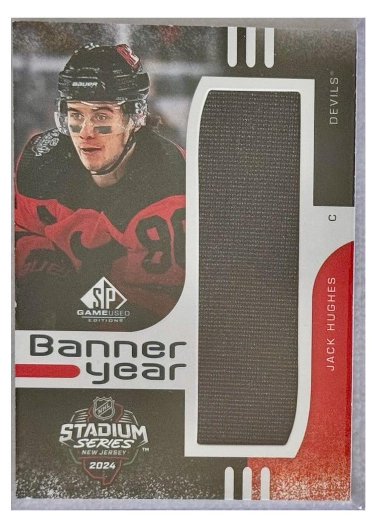 2024-25 SP Game Used 2024 Stadium Series Banner Year Relics Jack Hughes #BYSS-JH card
