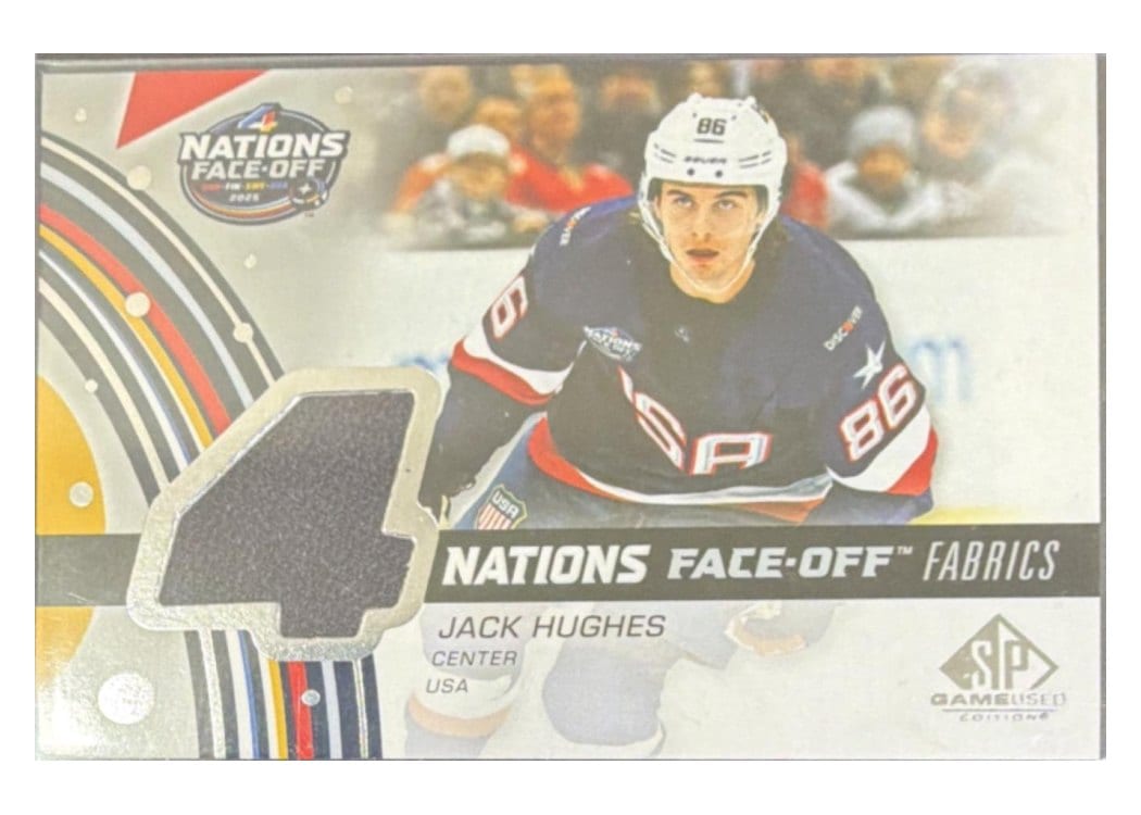 2025-26 SP Game Used 2025 4 Nations Face-Off Fabrics Jack Hughes #4N-HU
