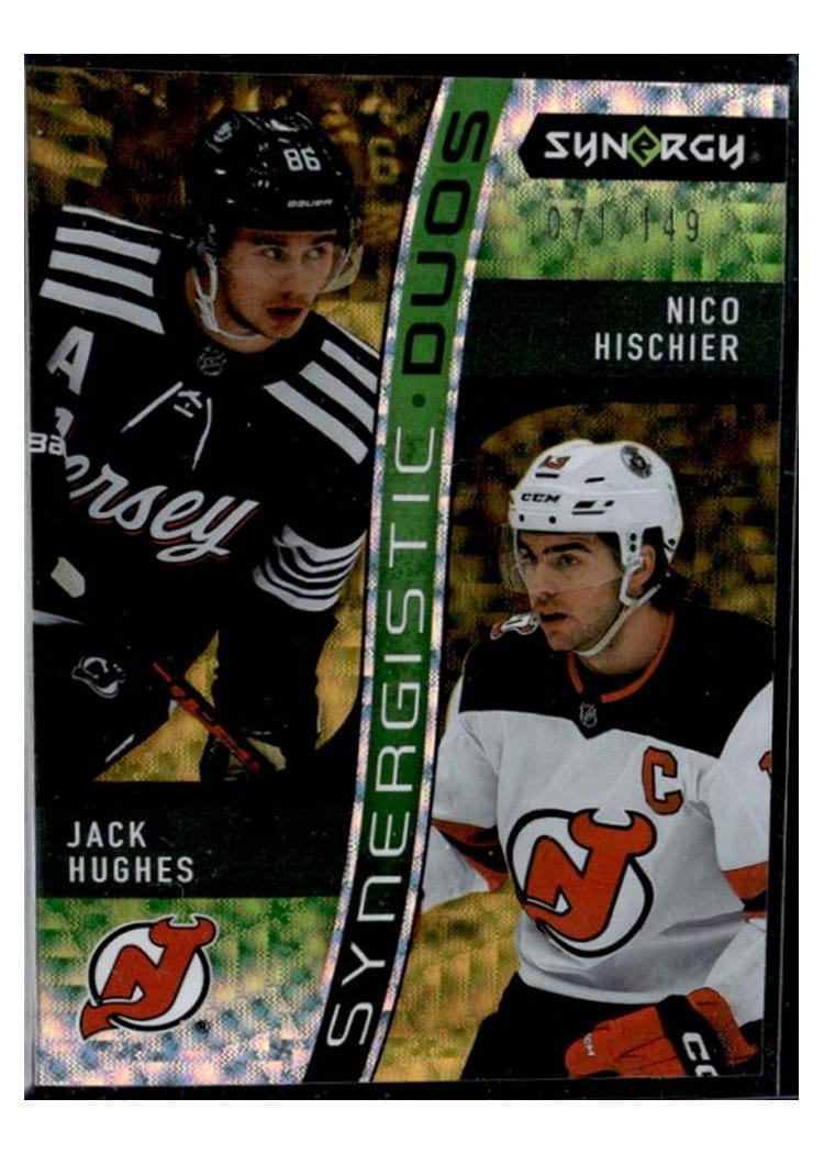2023-24 Upper Deck Synergy Synergistic Duos Jack Hughes/Nico Hischier #SD-2** card