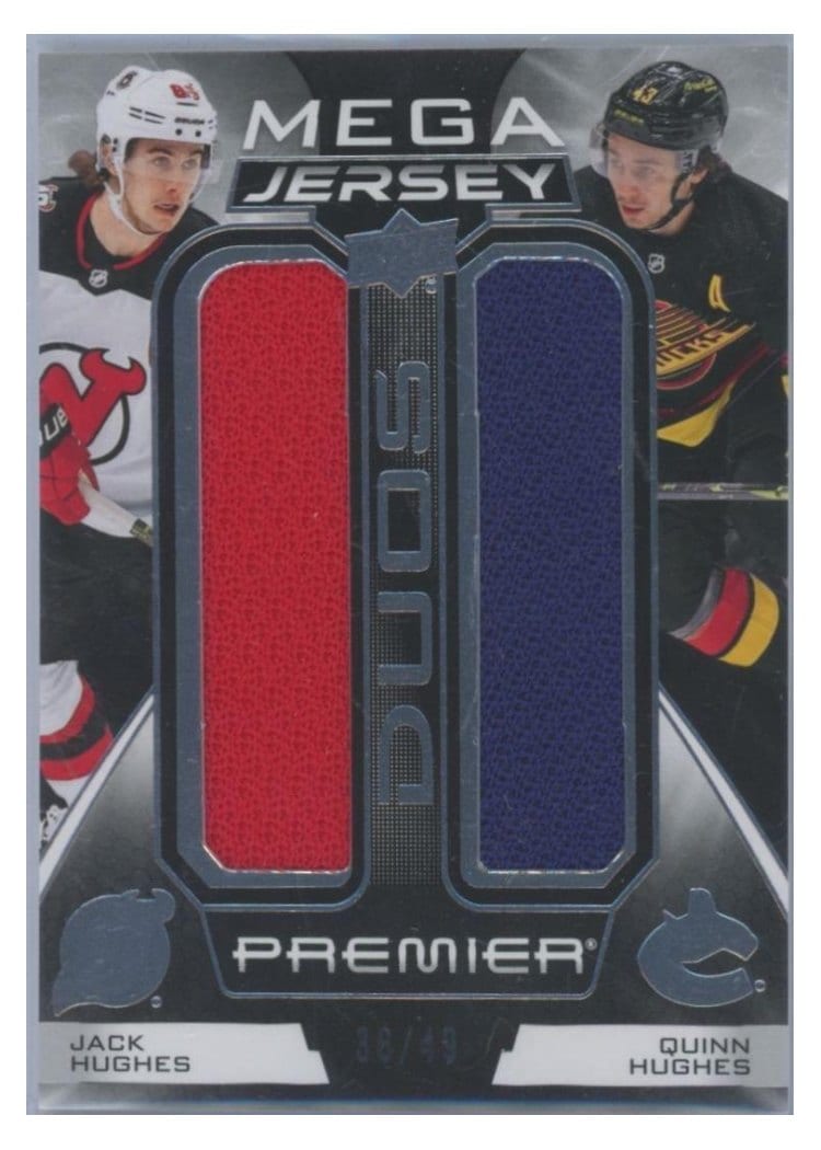 2022-23 Upper Deck Premier Premier Mega Jersey Duos Jack Hughes/Quinn Hughes #PM2-HH