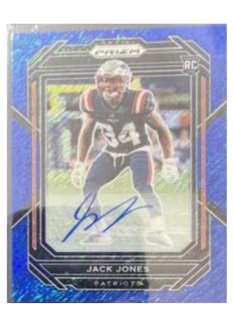 2022 Panini Prizm Base Set Jack Jones Autograph Blue Shimmer #395 card