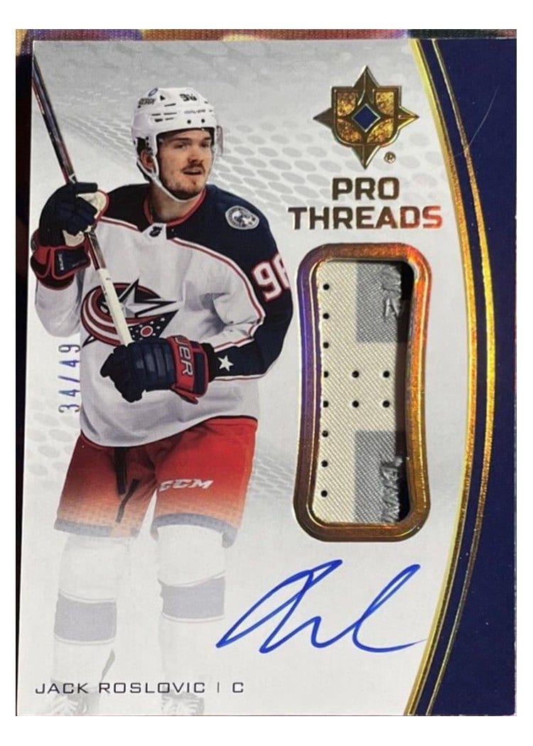 2021-22 Upper Deck Ultimate Collection Pro Threads Jack Roslovic #PT-JR card