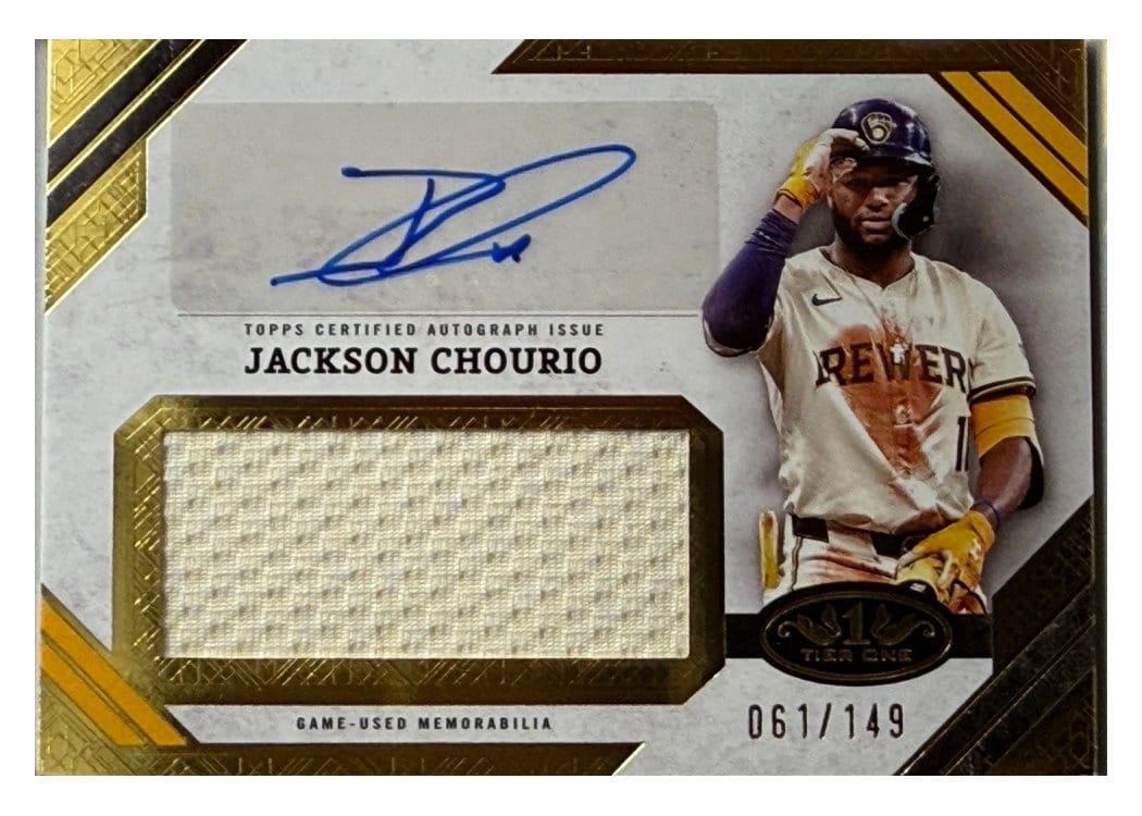 2025 Topps Tier One Autographed Jumbo Relics Jackson Chourio #AJR-JC card