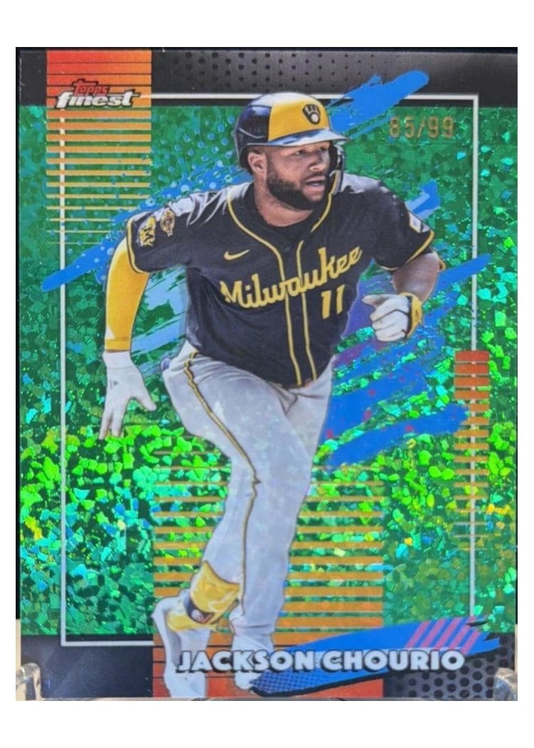 2026 Topps Finest Jackson Chourio Green Mini Diamond Refractor #175 card
