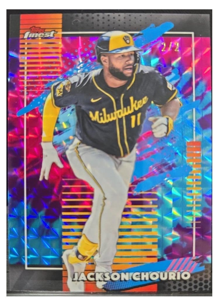 2026 Topps Finest Jackson Chourio Tie Dye Geometric Refractor #175 card
