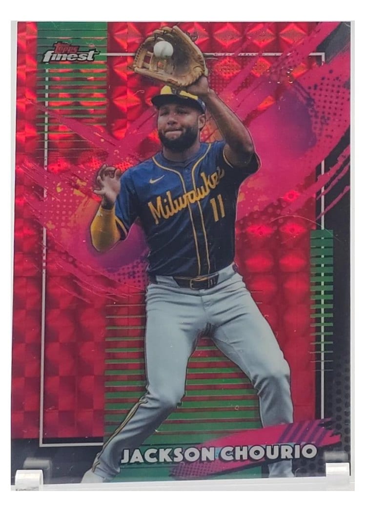 2026 Topps Finest Jackson Chourio Red Geometric Refractor #248 card