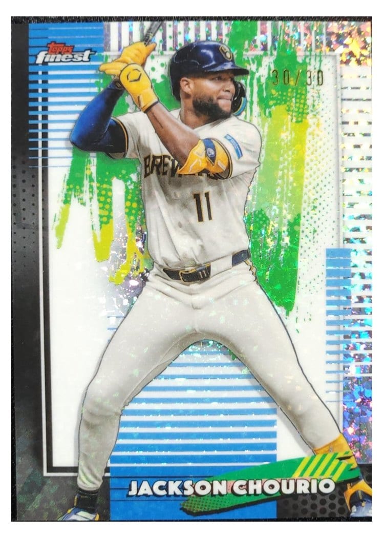 2026 Topps Finest Jackson Chourio White Mini Diamond Refractor #66 card