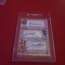2024 Bowman Sterling Triple Refractor Autographs Jackson Holliday / Junior Caminero / Elly De La Cruz #TRA-DCH card