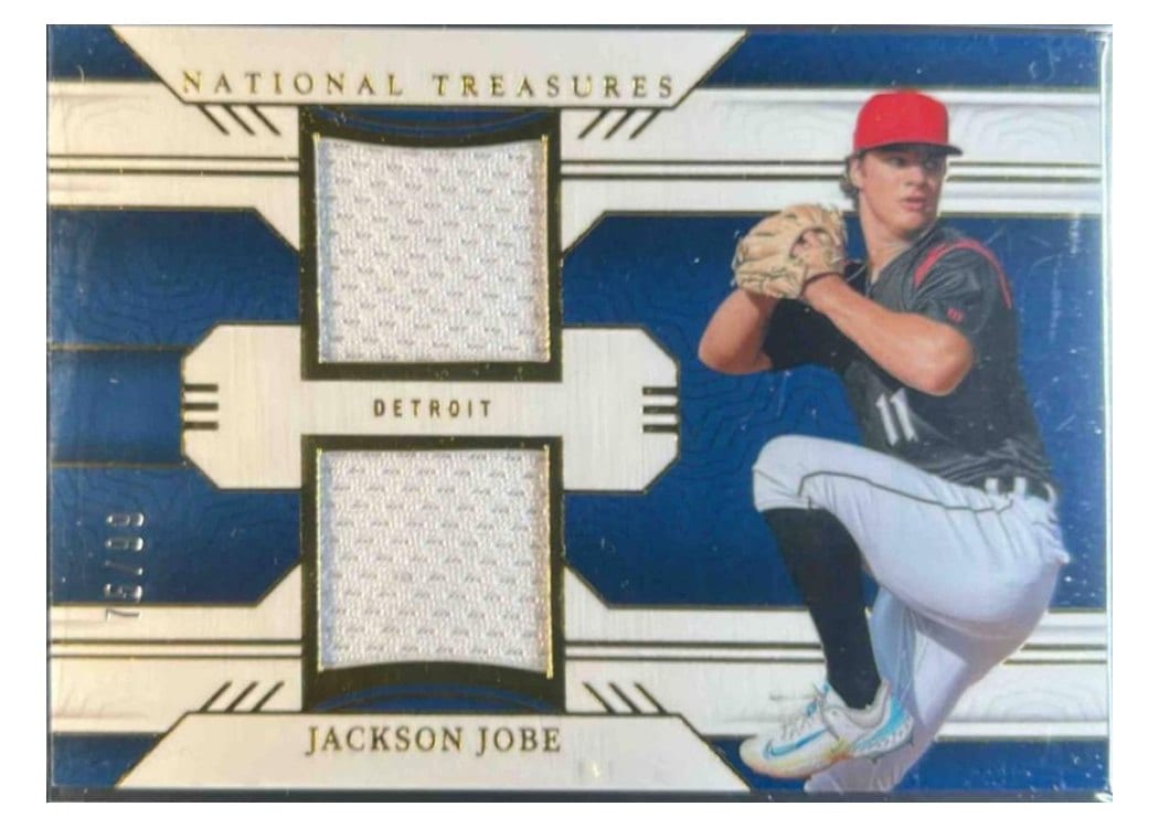 2024 Panini National Treasures Game Gear Swatches Dual Jackson Jobe #3 card