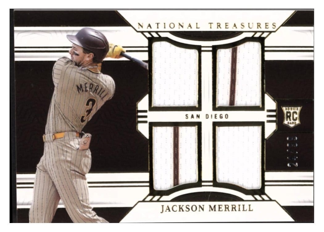 2024 Panini National Treasures Game Gear Swatches Quad Jackson Merrill #10 card