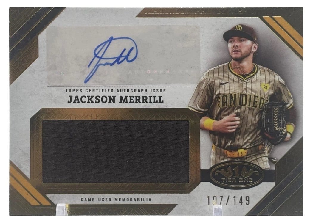 2025 Topps Tier One Autographed Jumbo Relics Jackson Merrill #AJR-JM card