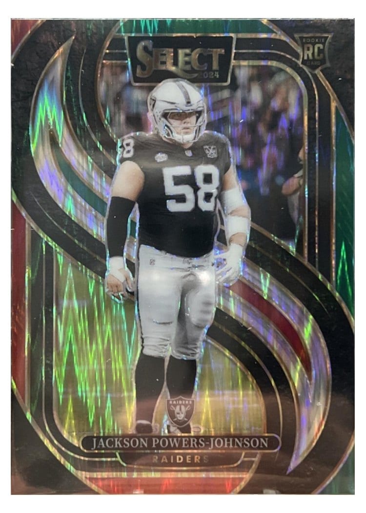 2024 Panini Select Base Set Jackson Powers-Johnson Green Red Prizm Shock #148 card