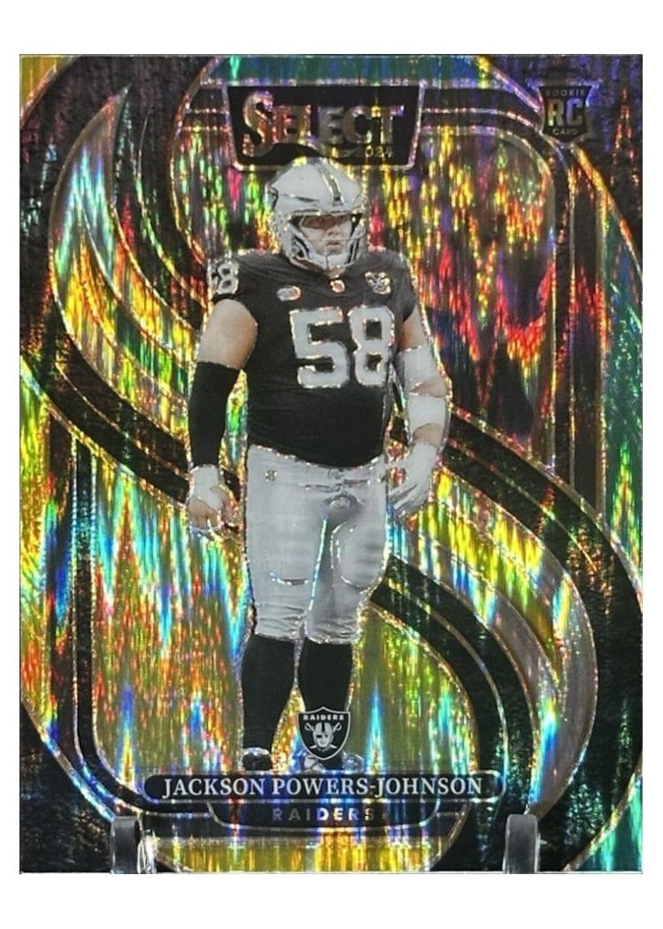 2024 Panini Select Base Set Jackson Powers-Johnson Green Yellow Prizm Shock #148 card