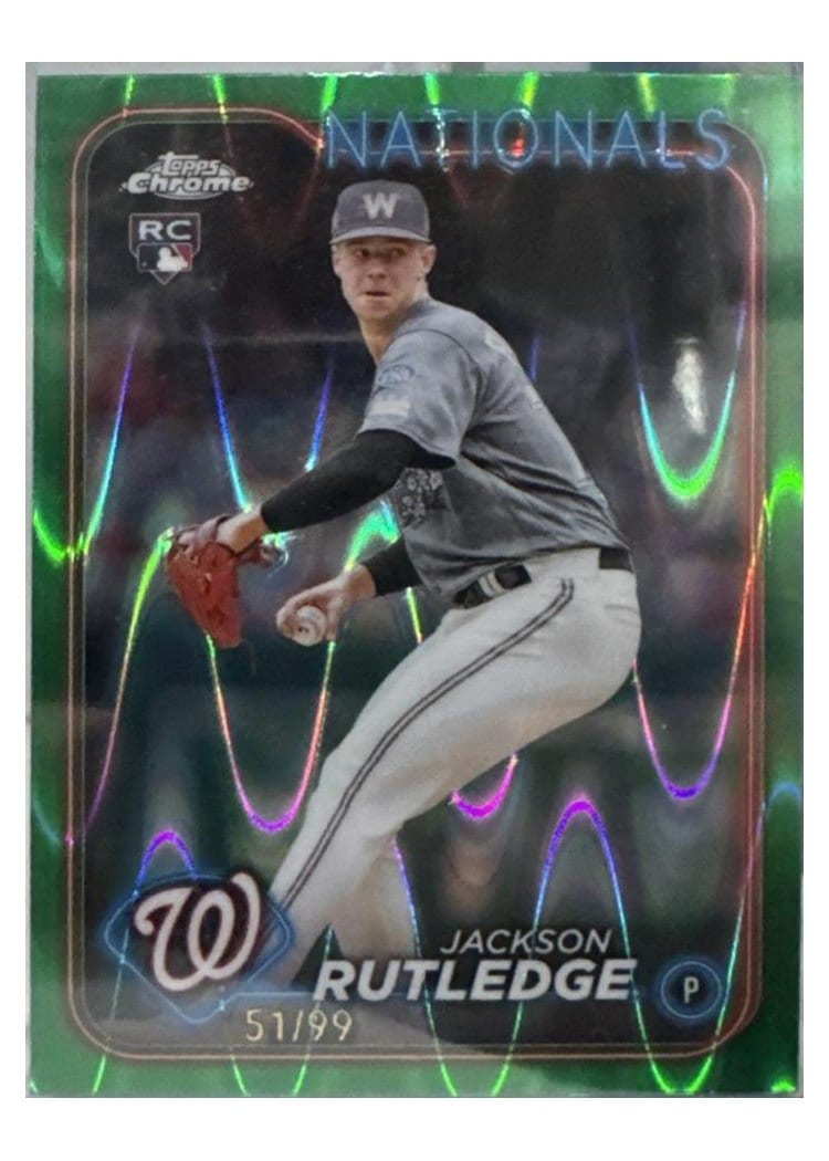 2024 Topps Chrome Base Set Jackson Rutledge RayWave Green Refractor #42 card