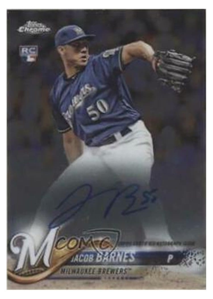 2018 Topps Chrome Rookie Autographs Jacob Barnes Gold Refractor #RA-JBA card
