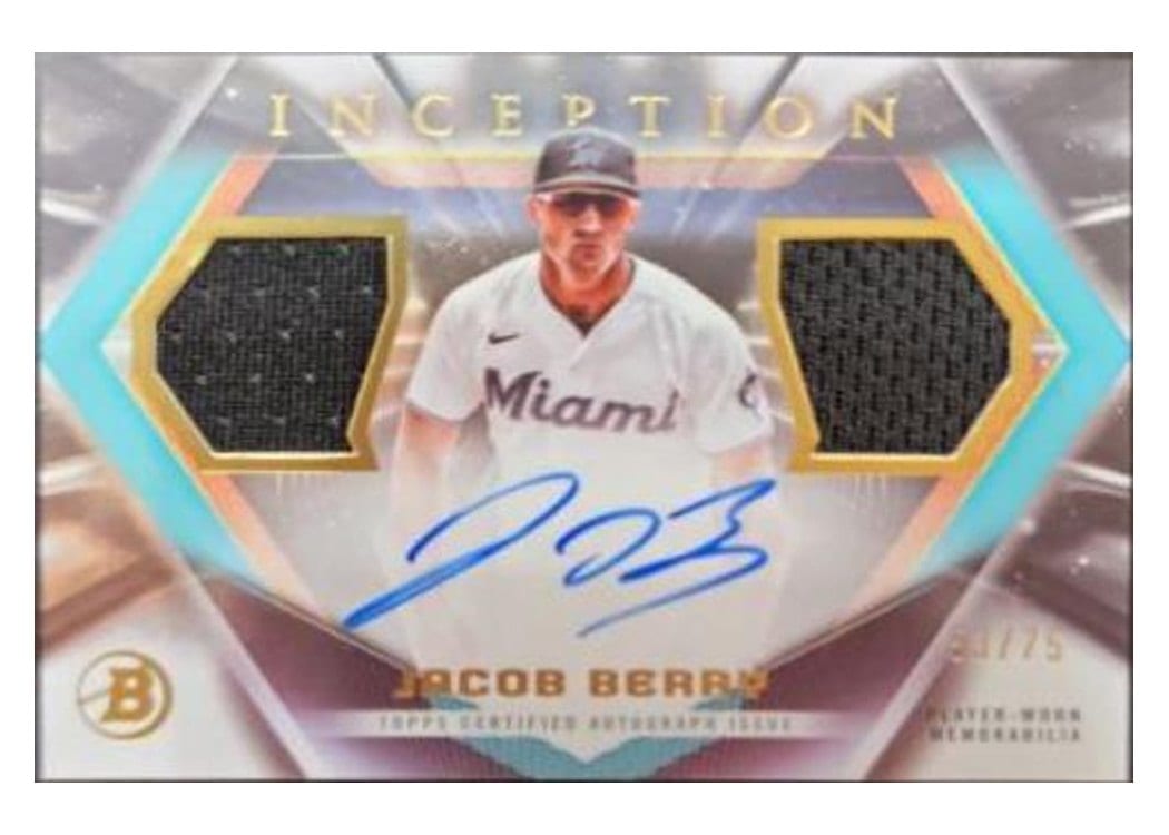 2023 Bowman Inception Autographed Dual Relics Jacob Berry #IADR-JBY card