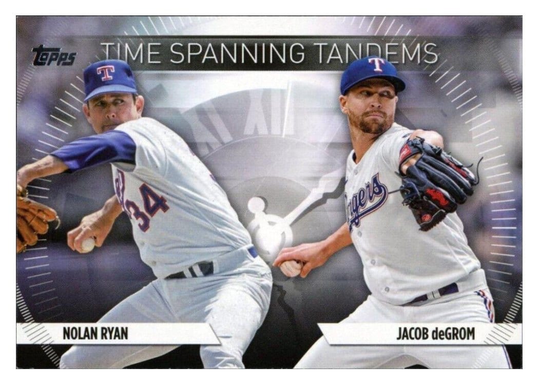 2023 Topps Update Time-Spanning Tandems Jacob deGrom / Nolan Ryan #TS-21 card