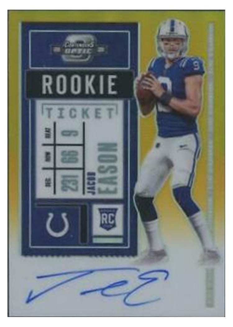 2020 Panini Contenders Optic Base Set Jacob Eason Autograph Gold #136 card