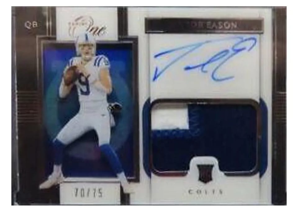 2020 Panini One Jacob Eason Premium Patch Autograph #123 card