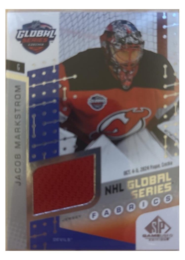 2025-26 SP Game Used 2024 Global Series Devils vs. Sabres Fabrics Jacob Markstrom #GSF1-19 card