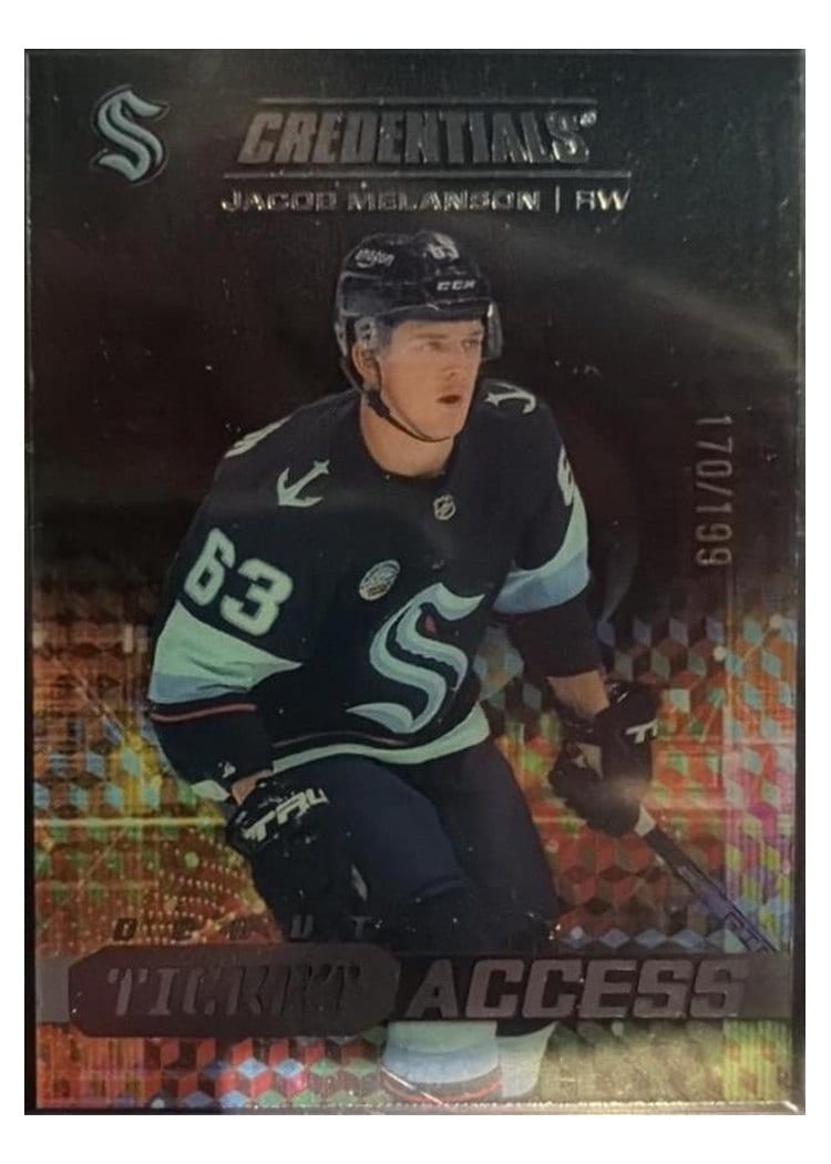 2025-26 Upper Deck Credentials Acetate Debut Ticket Access Jacob Melanson #DTAA-JM card