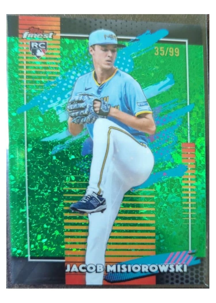 2026 Topps Finest Jacob Misiorowski Green Mini Diamond Refractor #196 card