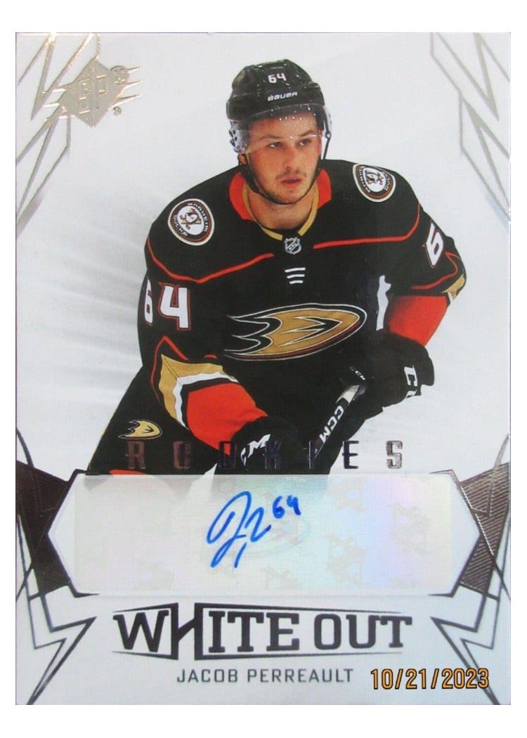 2022-23 SPx White Out Rookie Autos Jacob Perreault #WOR-JP card