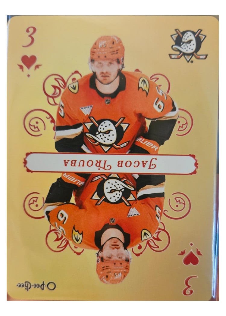 2025-26 O-Pee-Chee Playing Cards Jacob Trouba #3-HEARTS card
