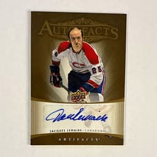 2021-22 Upper Deck Artifacts 2005-06 Retro - Autograph Facts Jacques Lemaire #RAF-JL card