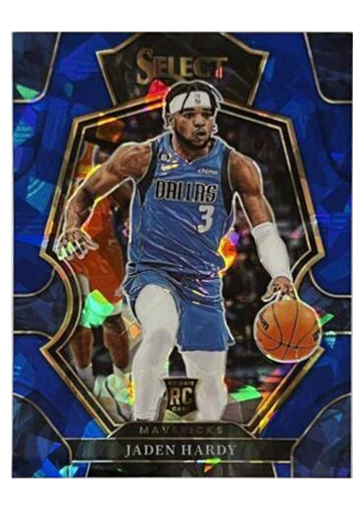 2022-23 Panini Select Base Set Jaden Hardy Blue Cracked Ice Prizm #281 card