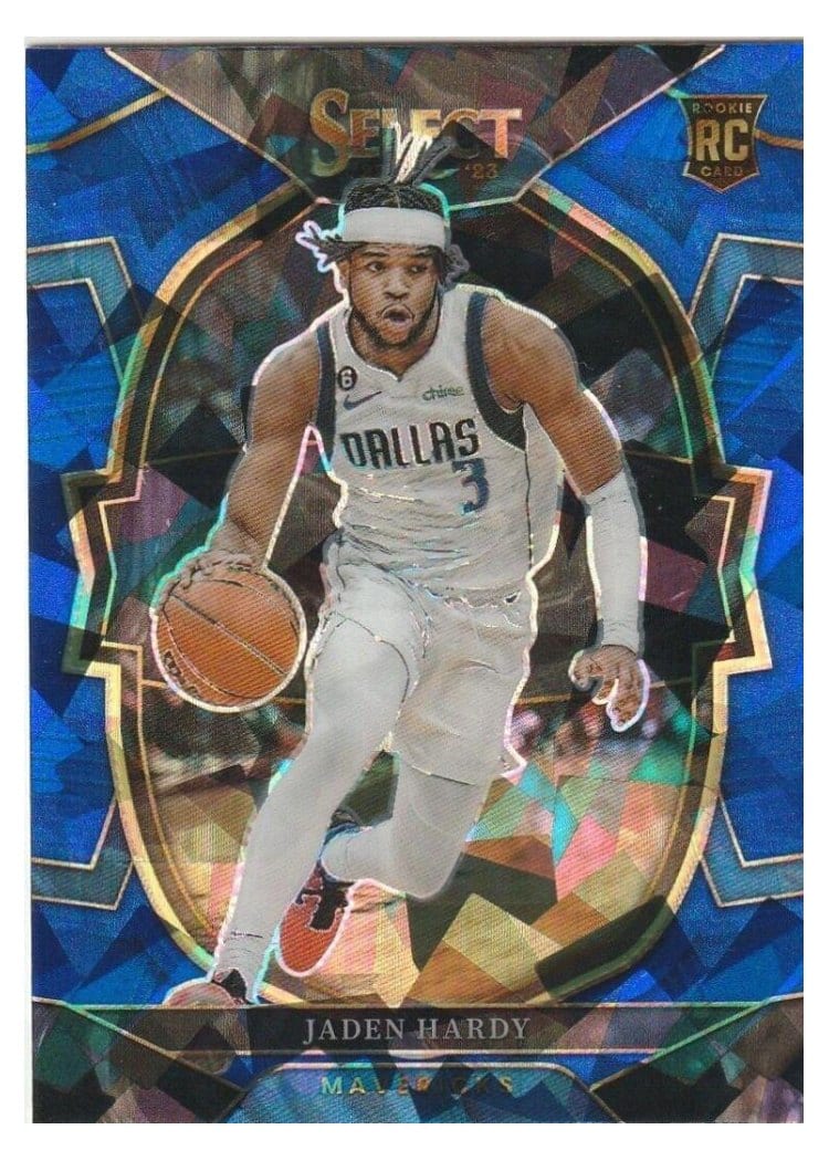 2022-23 Panini Select Base Set Jaden Hardy Blue Cracked Ice Prizm #80 card