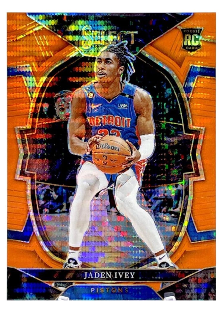 2022-23 Panini Select Base Set Jaden Ivey Neon Orange Pulsar Prizm #298 card
