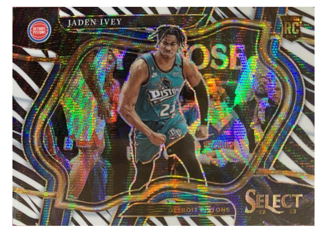 2022-23 Panini Select Base Set Jaden Ivey Zebra Prizm #298 card