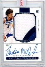 2020-21 Panini National Treasures Rookie Patch Autographs Jaden McDaniels #143 card