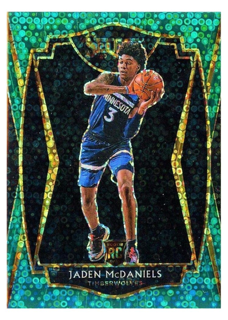 2020-21 Panini Select Base Set Jaden McDaniels Green Disco Prizm #273 card
