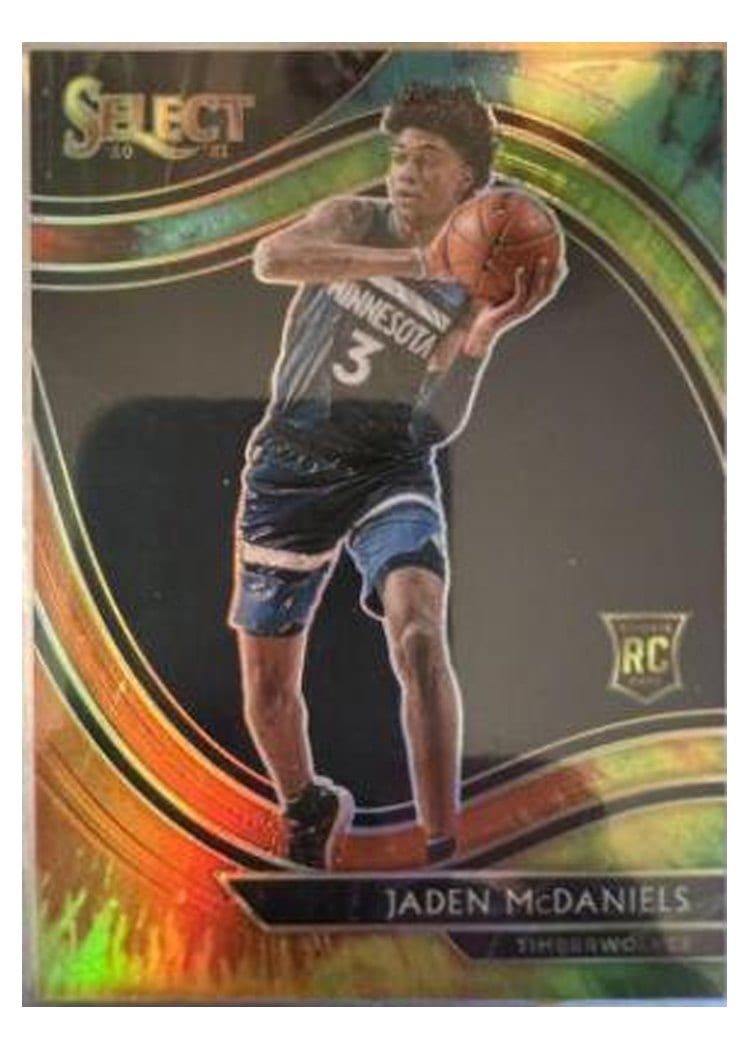 2020-21 Panini Select Base Set Jaden McDaniels Tie Dye Prizm #273 card