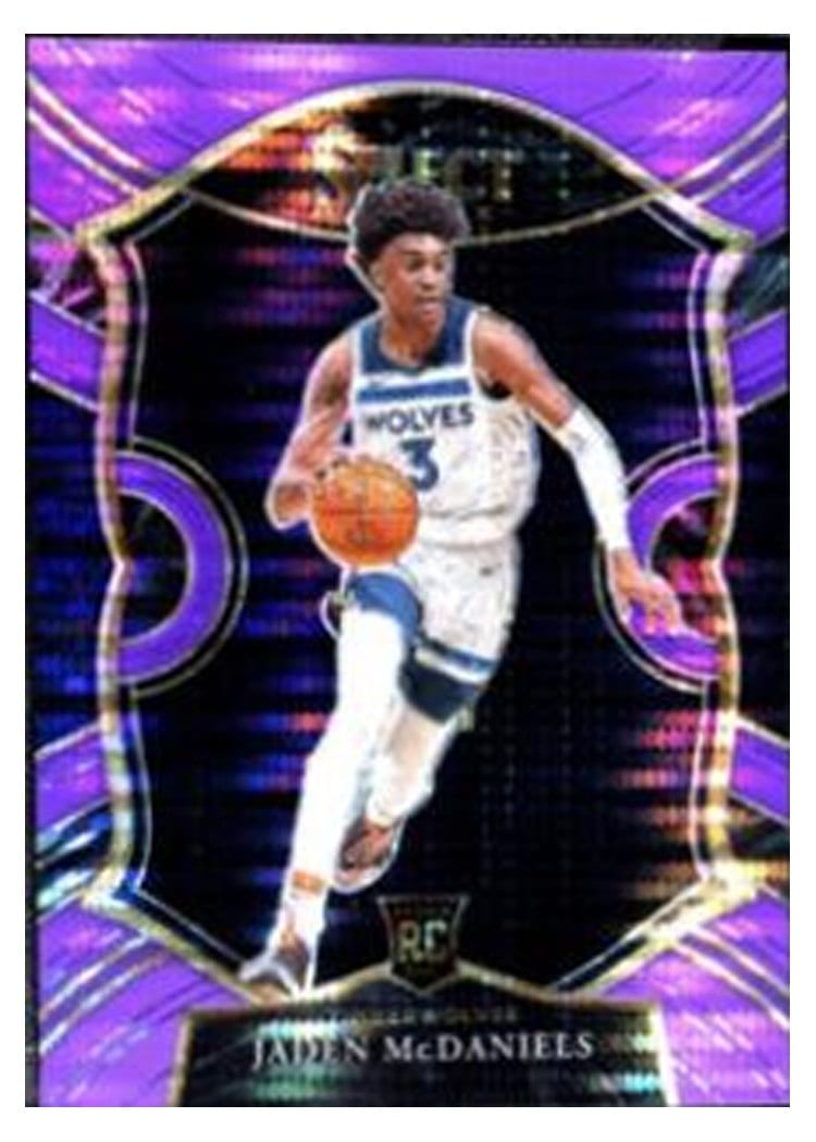 2020-21 Panini Select Base Set Jaden McDaniels Neon Purple Pulsar #88 card
