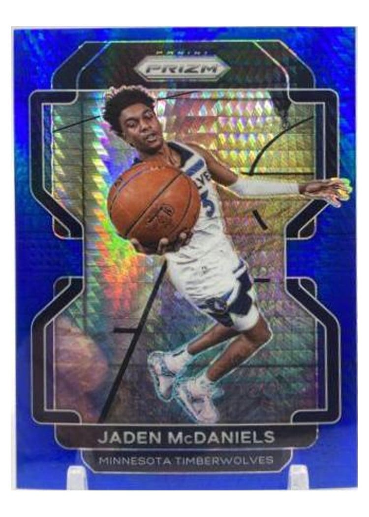 2021-22 Panini Prizm Base Set Jaden McDaniels Blue Hyper Prizm #12 card