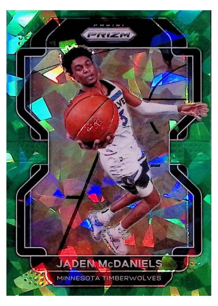 2021-22 Panini Prizm Base Set Jaden McDaniels Green Ice Prizm #12 card