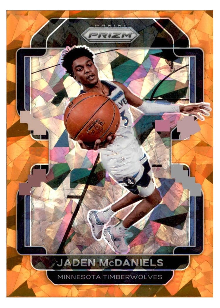 2021-22 Panini Prizm Base Set Jaden McDaniels Orange Ice Prizm #12 card