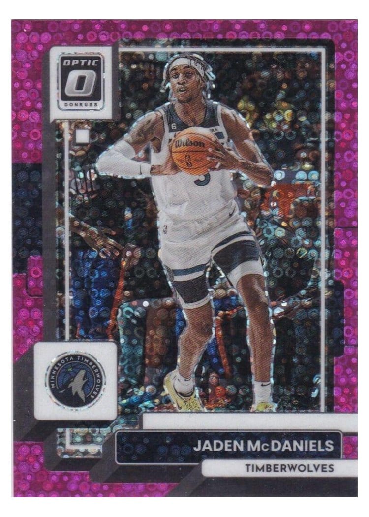 2022-23 Donruss Optic Base Set Jaden McDaniels Fast Break Pink #67 card