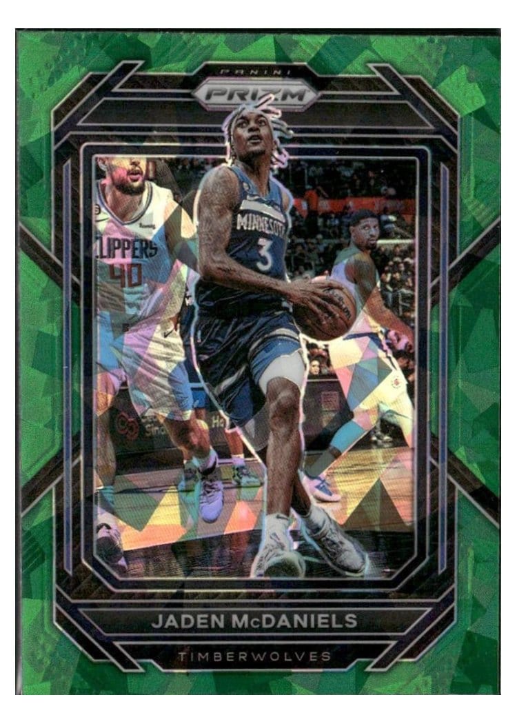 2022-23 Panini Prizm Base Set Jaden McDaniels Green Ice Prizm #53 card