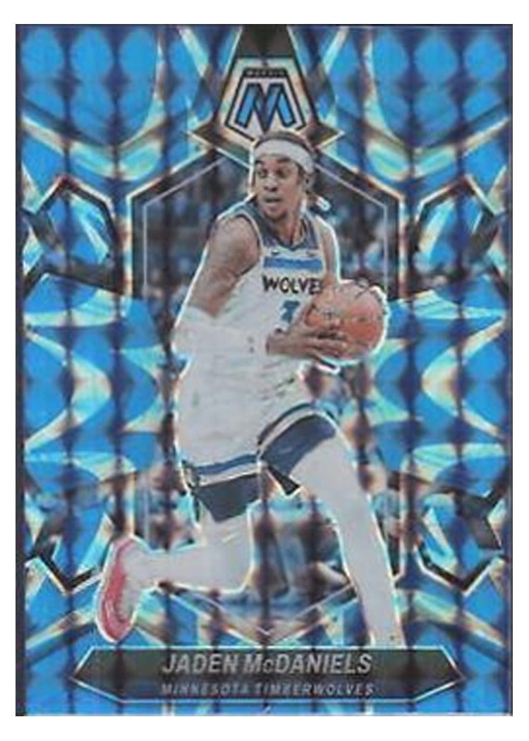 2023-24 Panini Mosaic Base Set Jaden McDaniels Reactive Blue #87 card