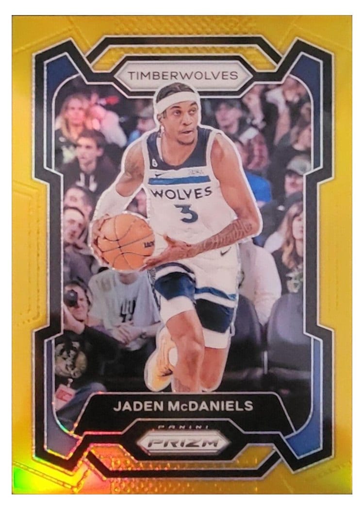2023-24 Panini Prizm Base Set Jaden McDaniels Gold #238 card